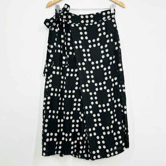 Anthropologie Eva Franco Palazzo Pants Black White Polka Dot Work Boho Size 4 - Picture 3 of 16